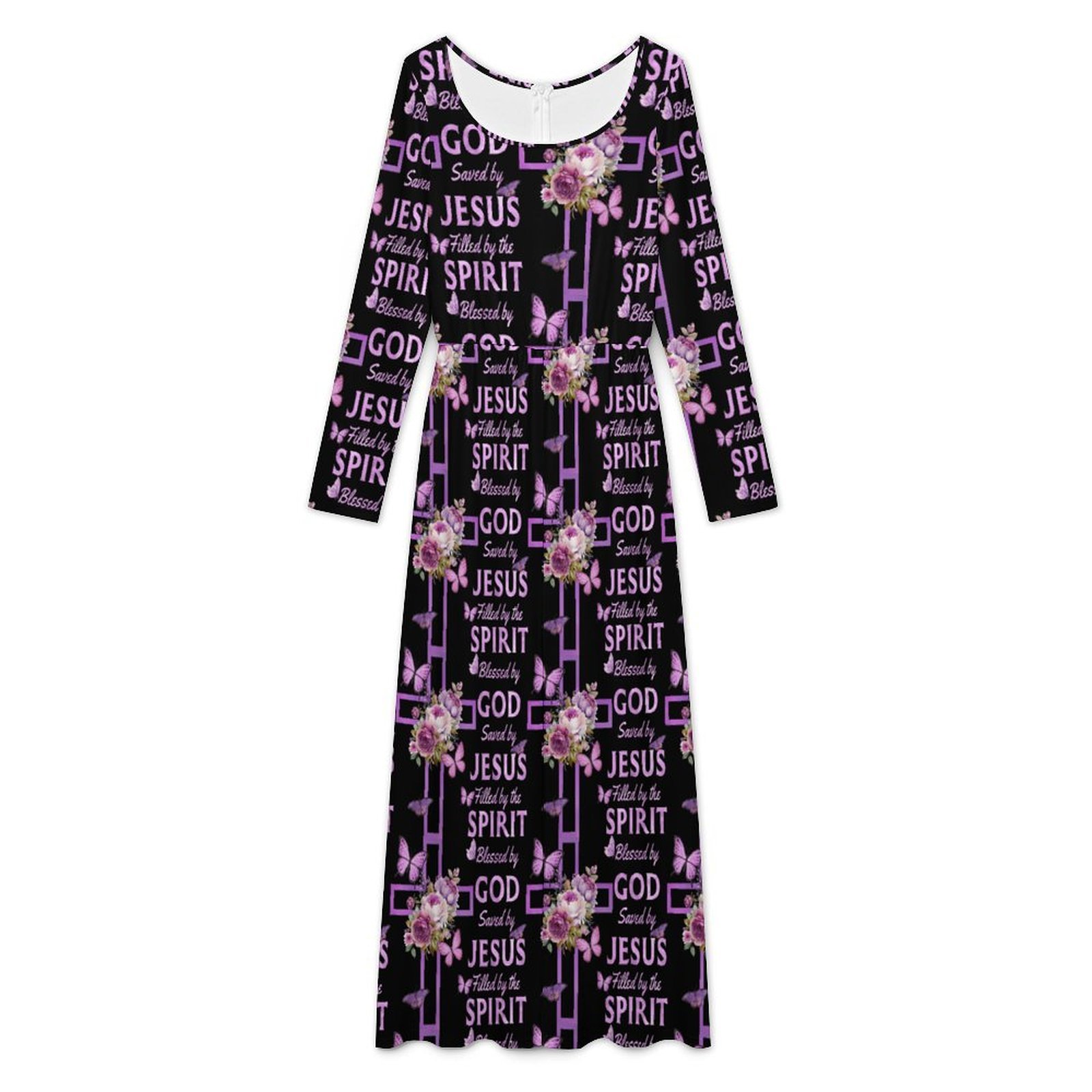 Long sleeved jumpsuit Women's Round Neck Long Sleeve Dress