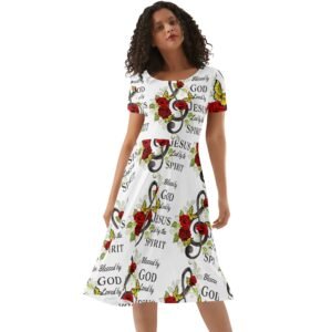 Faith-Filled Elegance – Short Sleeve Ruffle Dress for Worship & Witness