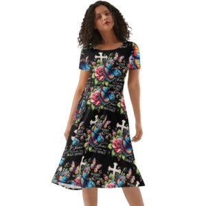 Faith-Filled Elegance – Short Sleeve Ruffle Dress for Worship & Witness