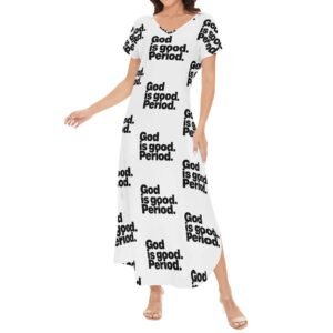 Women’s Long Draped Dress – Short Sleeve Elegance for Worship & Witness