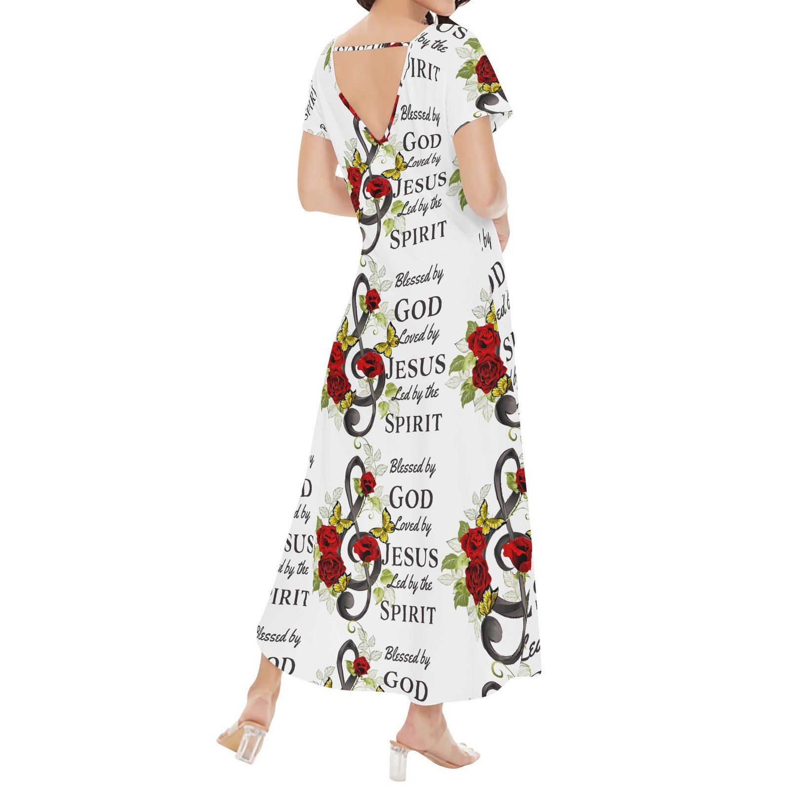 Women’s Long Draped Dress – Short Sleeve Elegance for Worship & Witness - Image 2