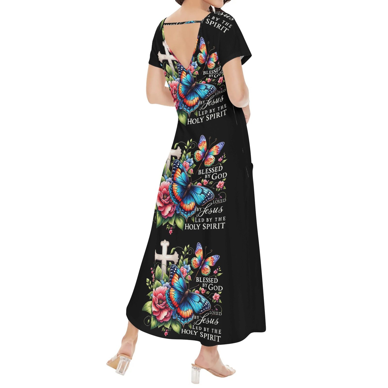 Women’s Long Draped Dress – Short Sleeve Elegance for Worship & Witness - Image 2