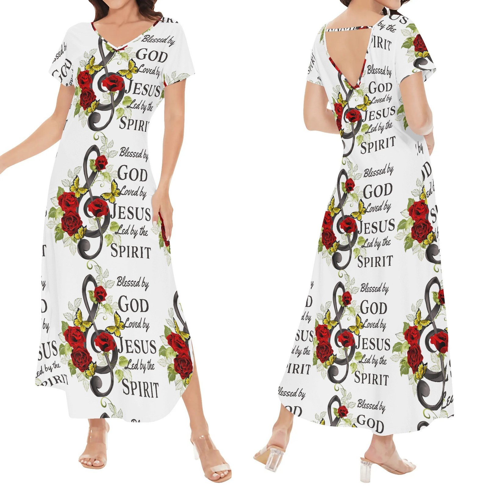 Women’s Long Draped Dress – Short Sleeve Elegance for Worship & Witness - Image 3