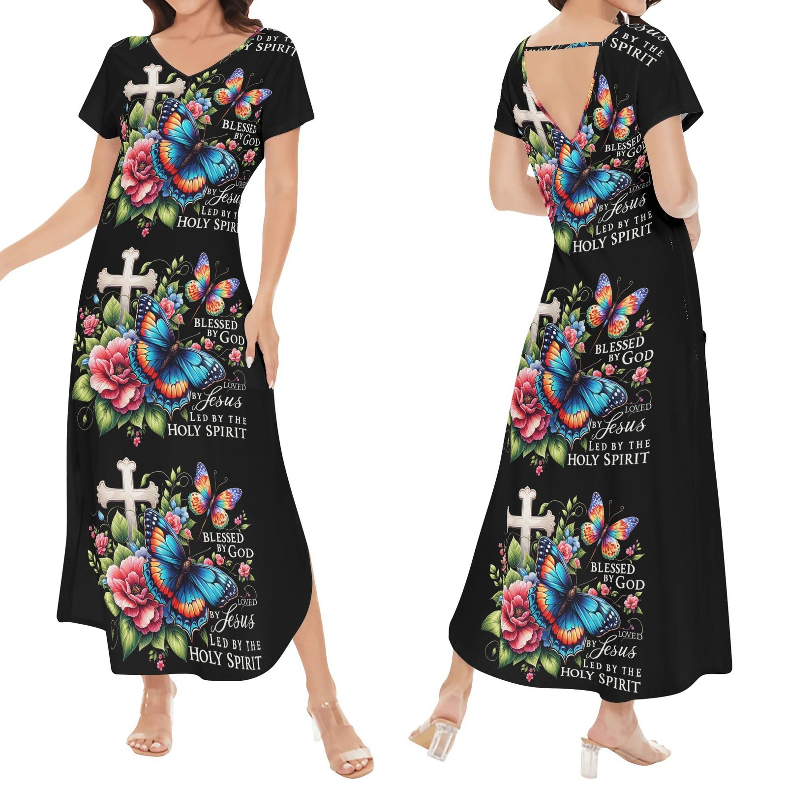 Women’s Long Draped Dress – Short Sleeve Elegance for Worship & Witness - Image 3