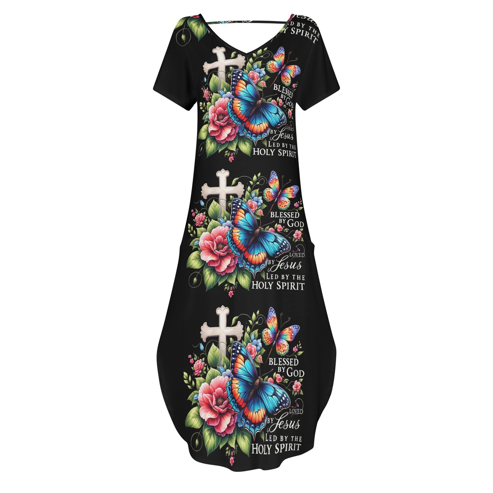 Women’s Long Draped Dress – Short Sleeve Elegance for Worship & Witness - Image 4
