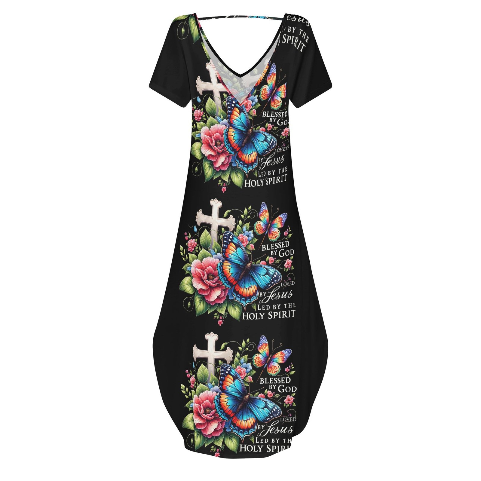 Women’s Long Draped Dress – Short Sleeve Elegance for Worship & Witness - Image 5