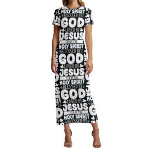 ✨ Women's Short Sleeve Midi Dress – Casual, All-Over Print, Faith-Inspired Comfort