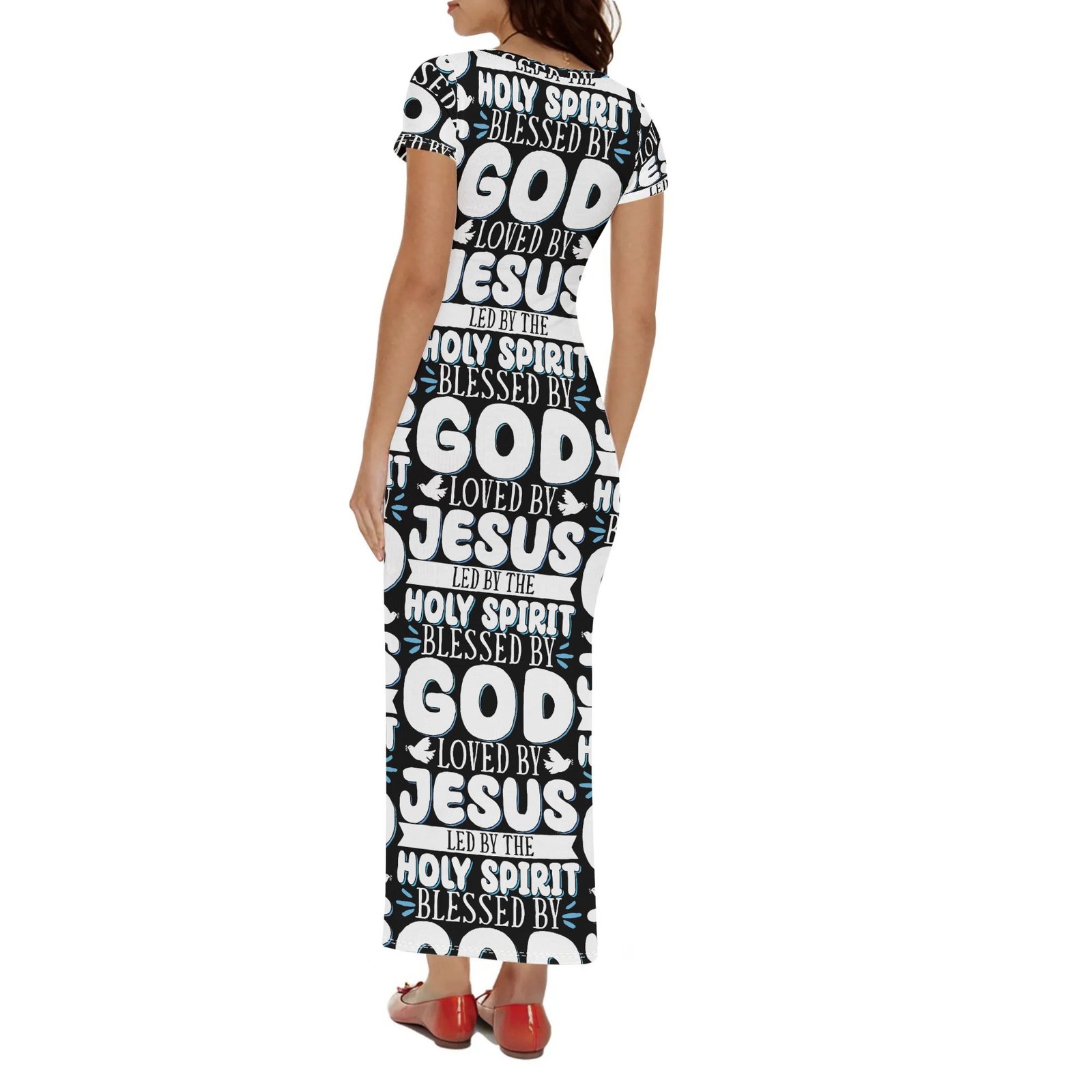 ✨ Women's Short Sleeve Midi Dress – Casual, All-Over Print, Faith-Inspired Comfort - Image 2