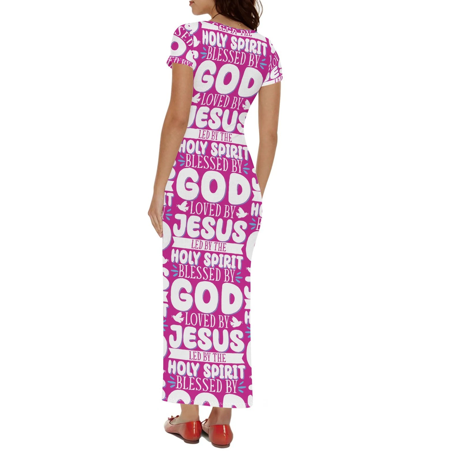 ✨ Women's Short Sleeve Midi Dress – Casual, All-Over Print, Faith-Inspired Comfort - Image 2