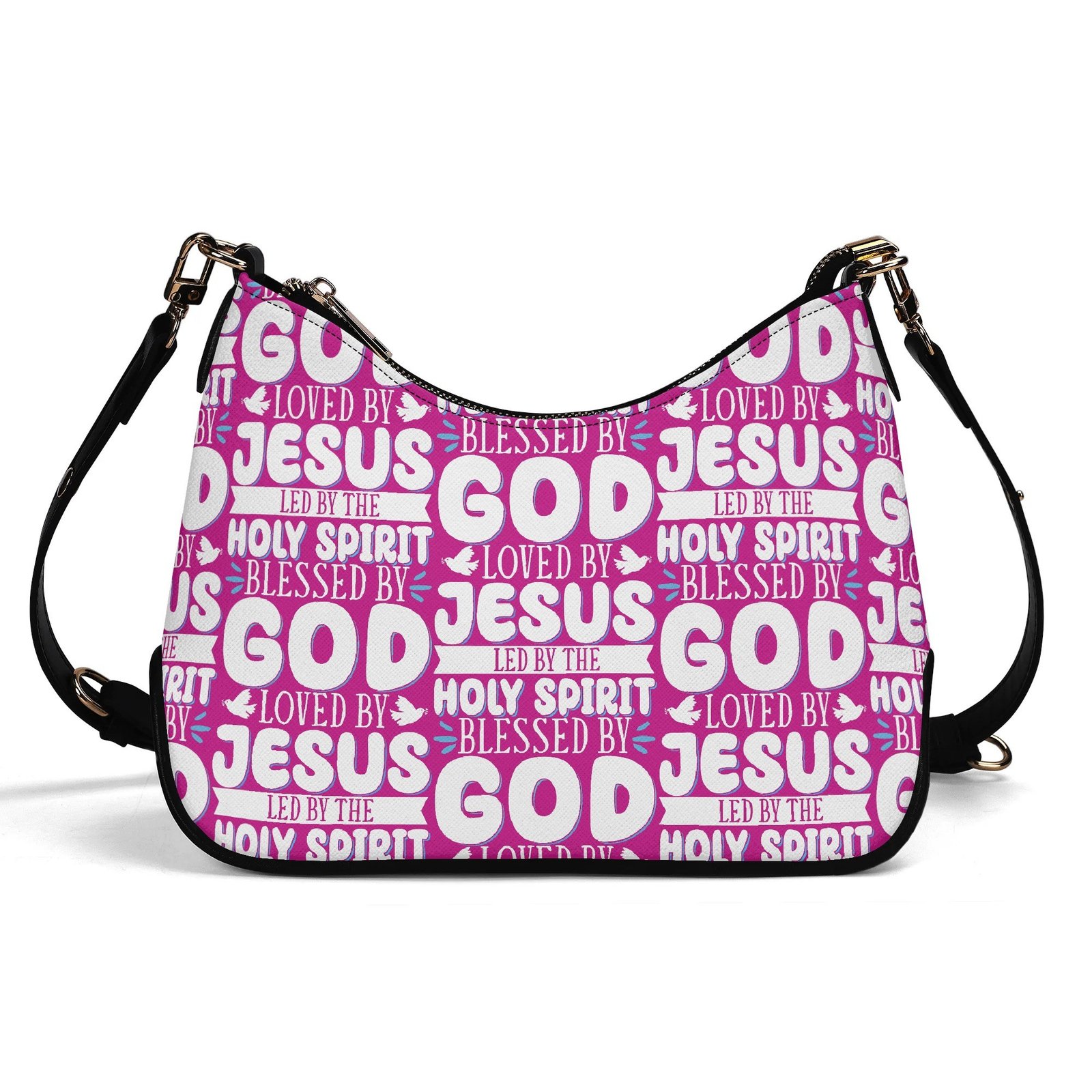 ✨ Women's Elegant Crossbody Bag – PU Leather, Faith-Inspired Typography & Adjustable Chain Strap - Image 2