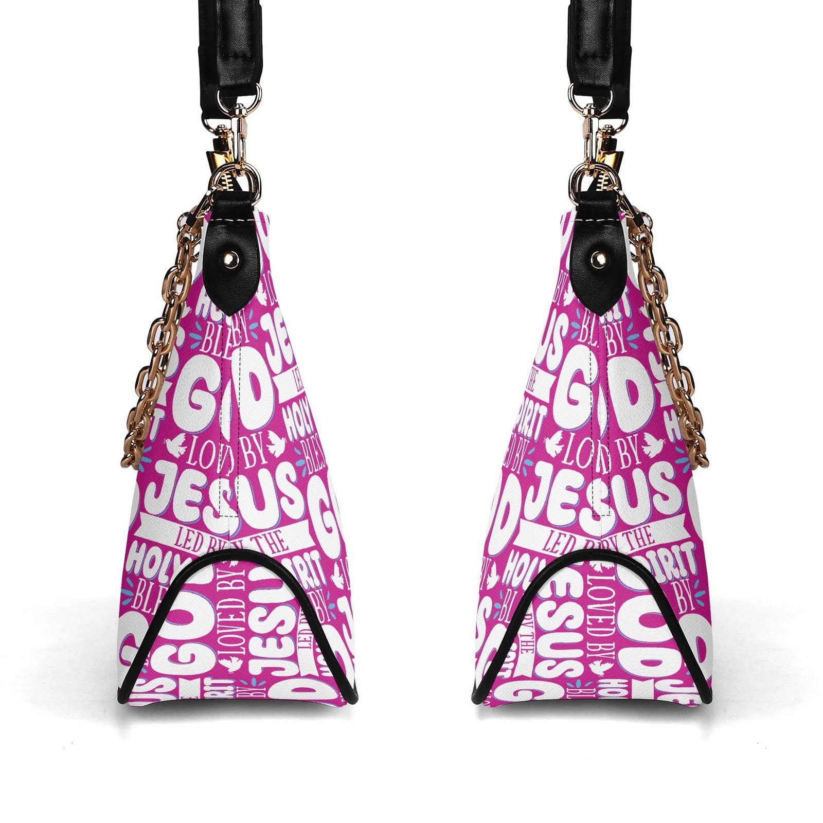 ✨ Women's Elegant Crossbody Bag – PU Leather, Faith-Inspired Typography & Adjustable Chain Strap - Image 4