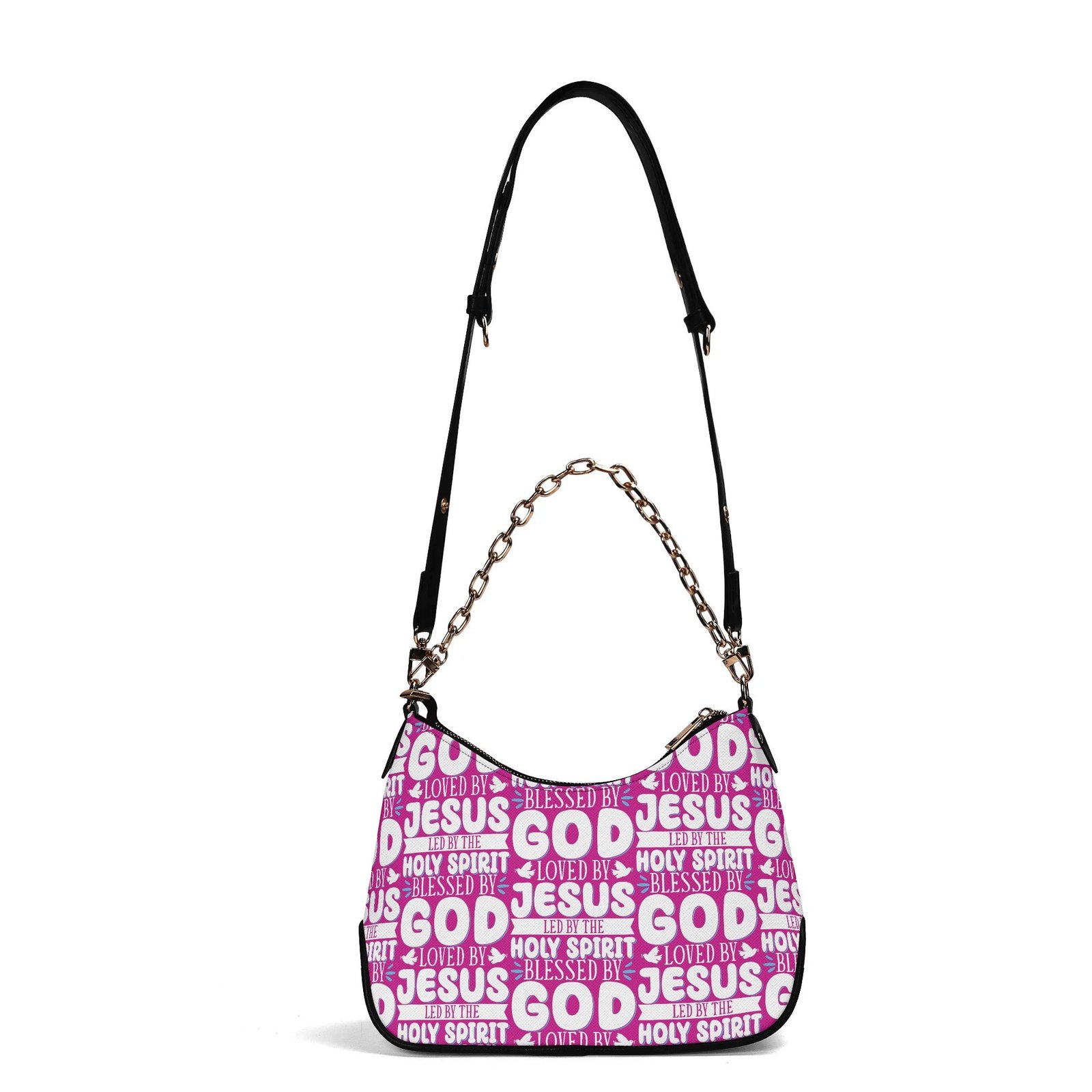 ✨ Women's Elegant Crossbody Bag – PU Leather, Faith-Inspired Typography & Adjustable Chain Strap - Image 5