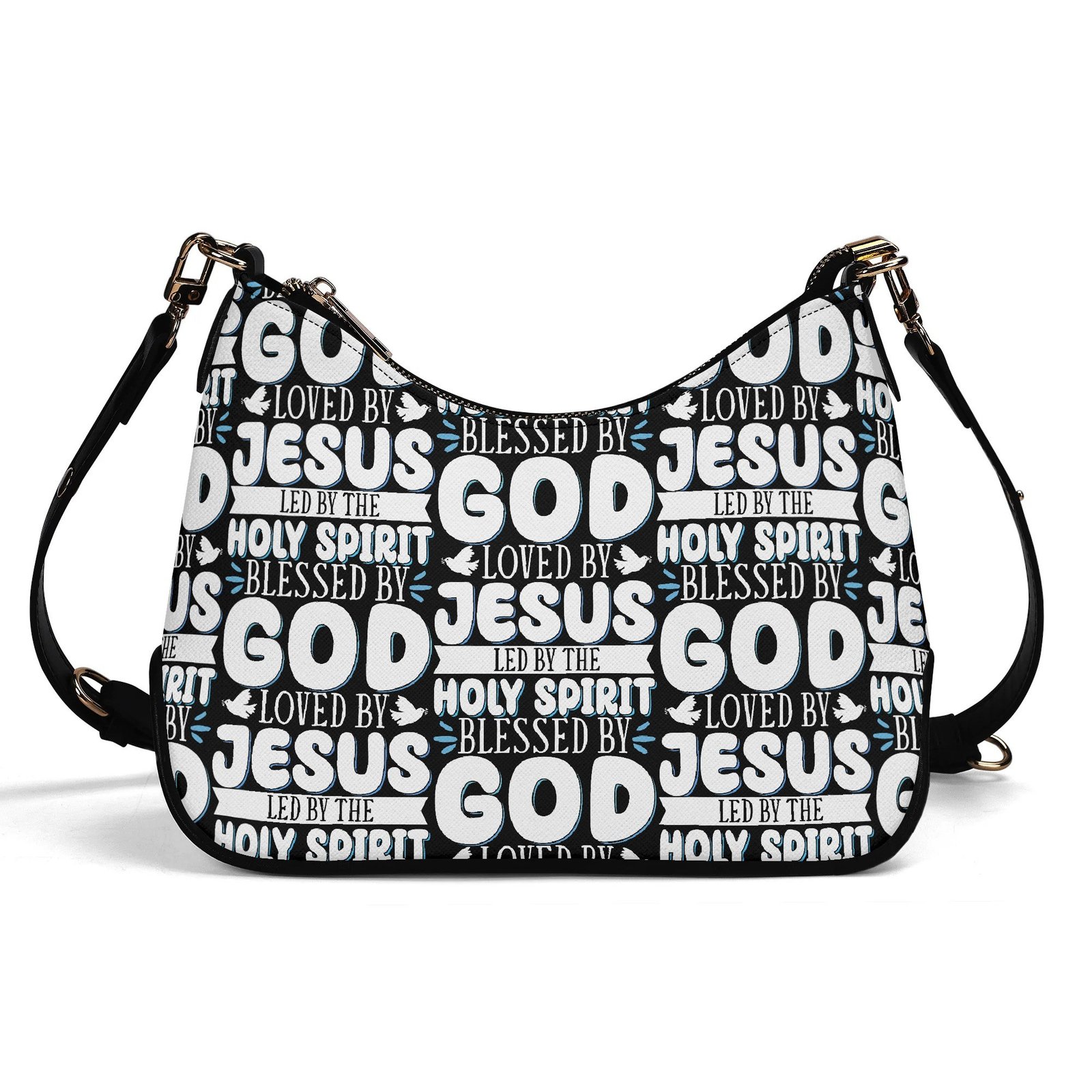✨ Women's Elegant Crossbody Bag – PU Leather, Faith-Inspired Typography & Adjustable Chain Strap - Image 2