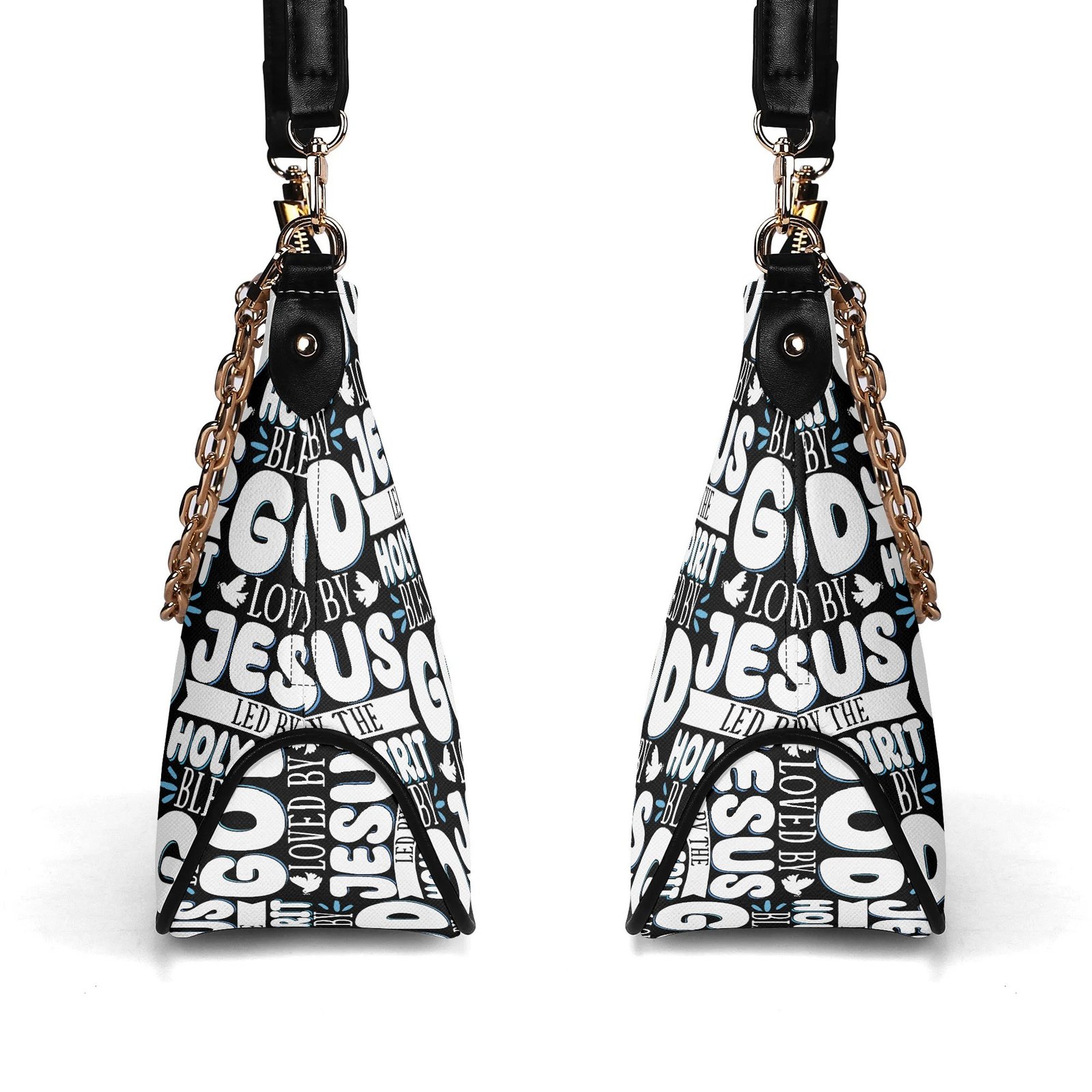 ✨ Women's Elegant Crossbody Bag – PU Leather, Faith-Inspired Typography & Adjustable Chain Strap - Image 4