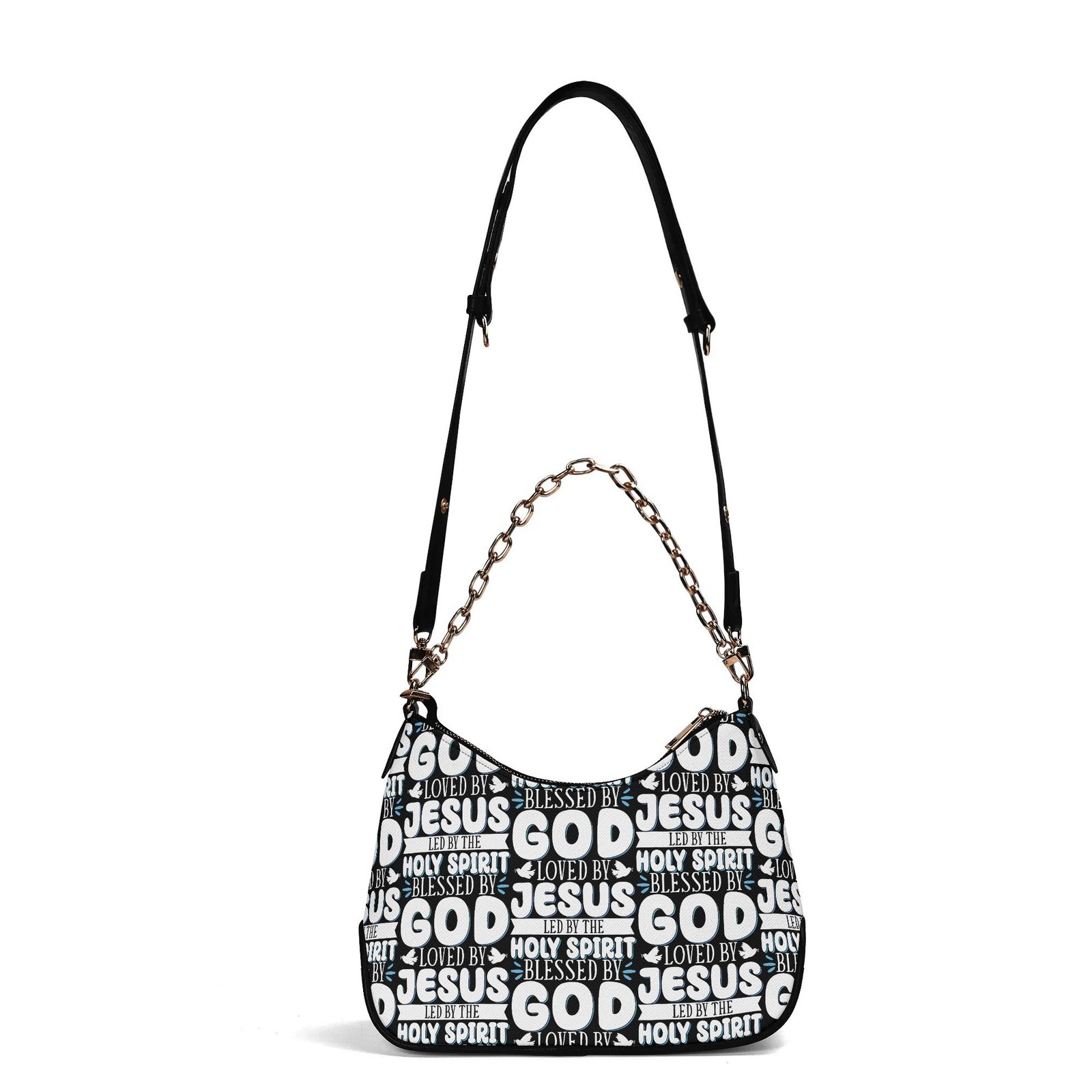 ✨ Women's Elegant Crossbody Bag – PU Leather, Faith-Inspired Typography & Adjustable Chain Strap - Image 5