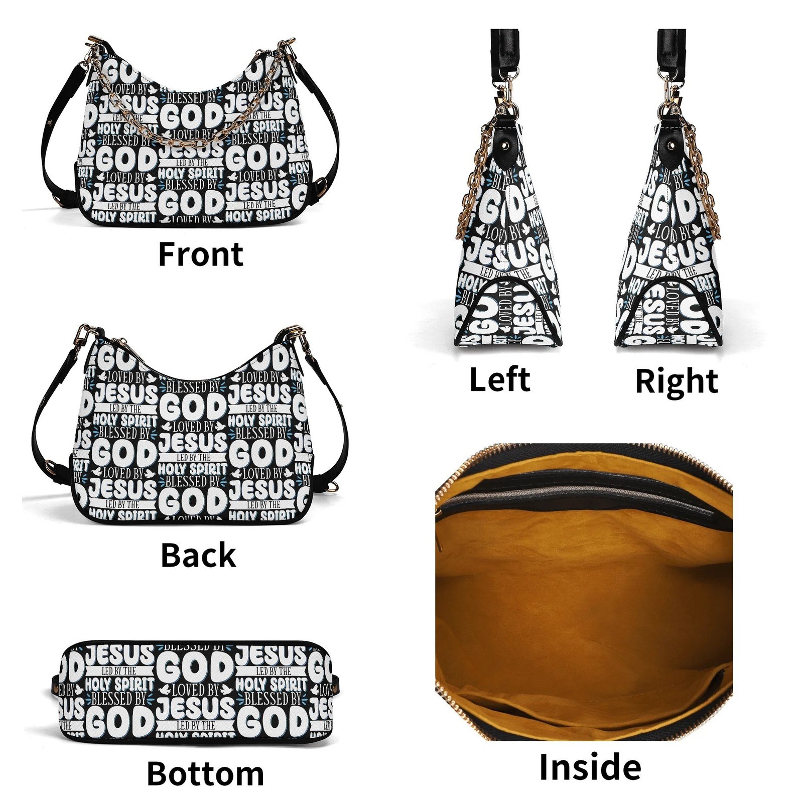 ✨ Women's Elegant Crossbody Bag – PU Leather, Faith-Inspired Typography & Adjustable Chain Strap - Image 6
