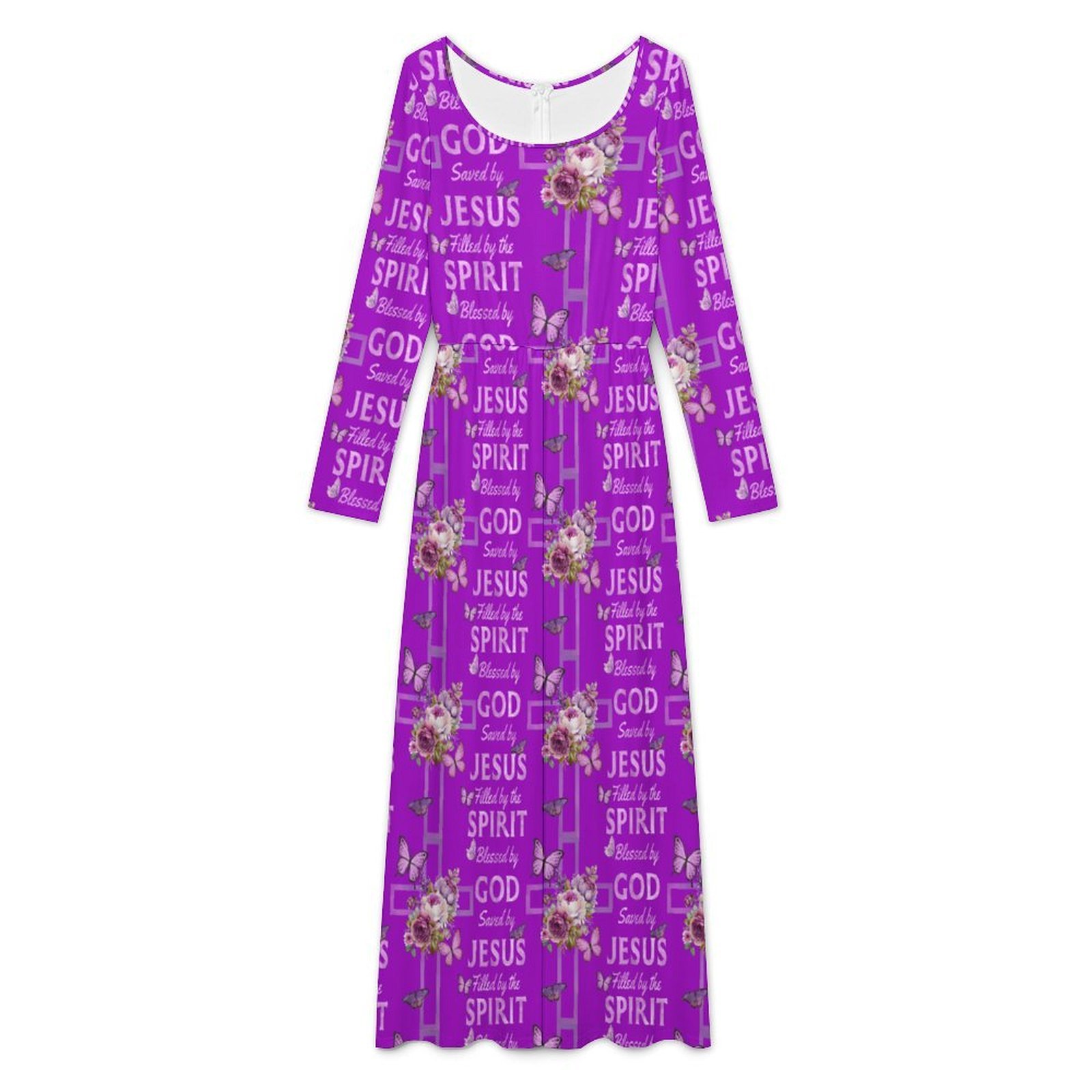 Long sleeved jumpsuit Women's Round Neck Long Sleeve Dress