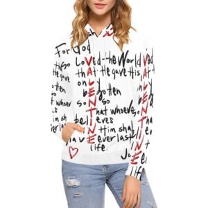 Women’s All-Over Print Christian Hoodie Faith-filled comfort. Spirit-led style.