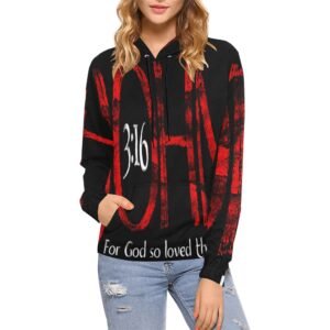 Women’s All-Over Print Christian Hoodie Faith-filled comfort. Spirit-led style.